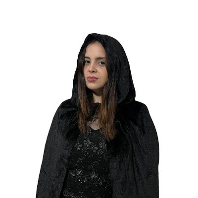 Capa Preta Com Capuz Para Fantasia Adulta Veludo
