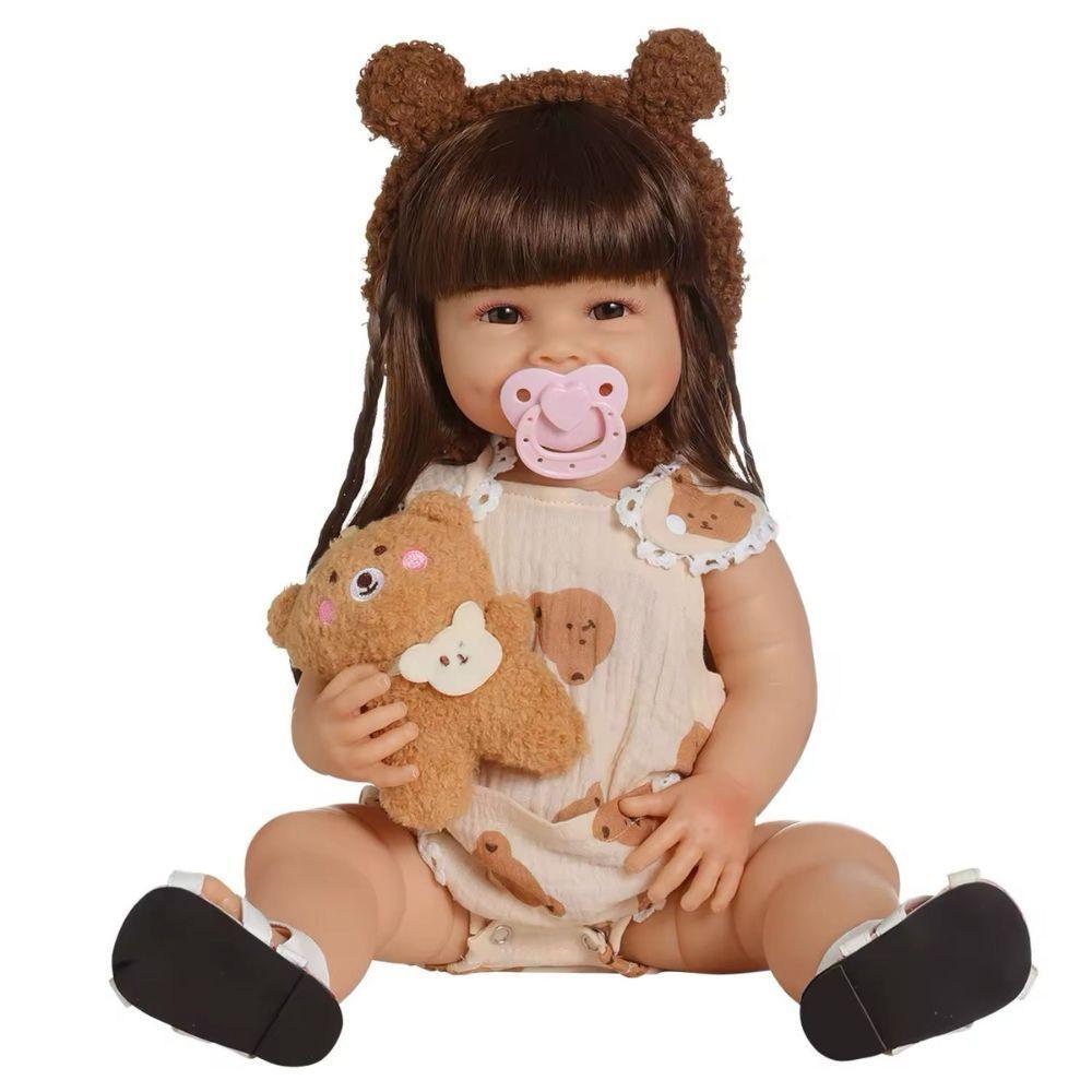 Bebê Reborn Menina Olhos Abertos Artesanal Corpo Todo De Silicone De Vinil - 1
