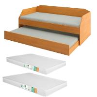 Bicama Solteiro Duo Com Cama Auxiliar Em Mdf Premium Nature Com 2 Colchões - 5