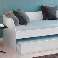 Bicama Solteiro Duo Com Cama Auxiliar Em Mdf Premium Branco Com 2 Colchões - 6
