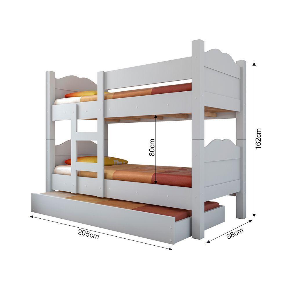 Beliche Madrid Com Grades De Proteção E Cama Removível - Branco Com 2 Colchões - 2