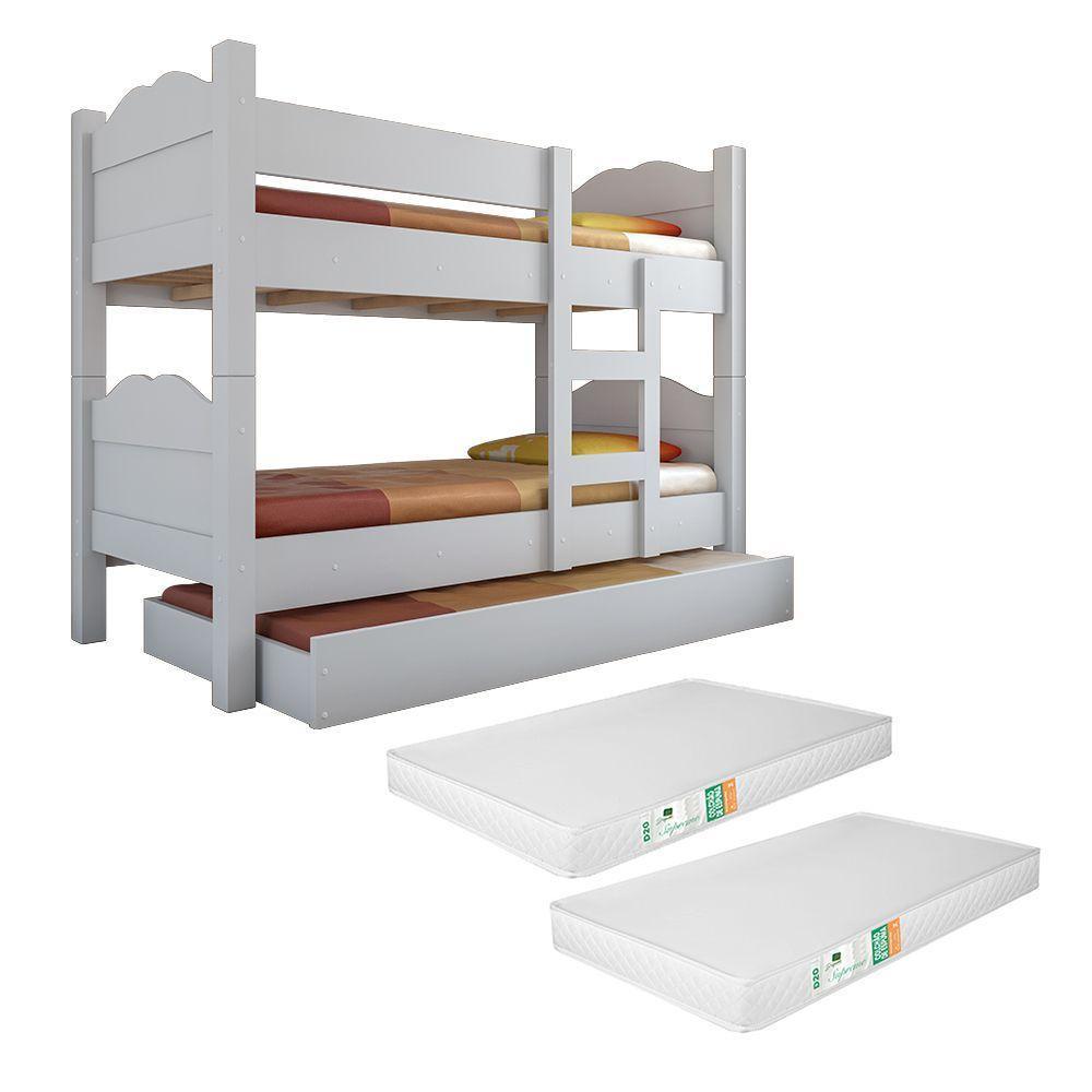 Beliche Madrid Com Grades De Proteção E Cama Removível - Branco Com 2 Colchões - 4