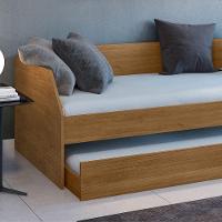 Bicama Solteiro Duo Com Cama Auxiliar Em Mdf Premium Amendoa Com 2 Colchões - 6