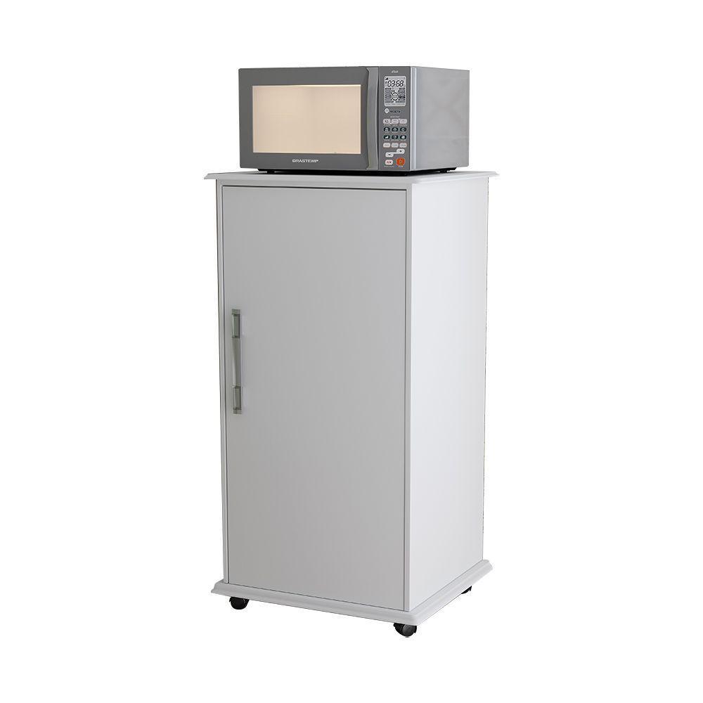 Balcão Aparador Multiuso Vitória Com Rodízios Branco - 3