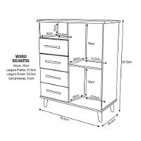 Balcão Aparador Multiuso ômega Com 4 Gavetas Freijó - 2
