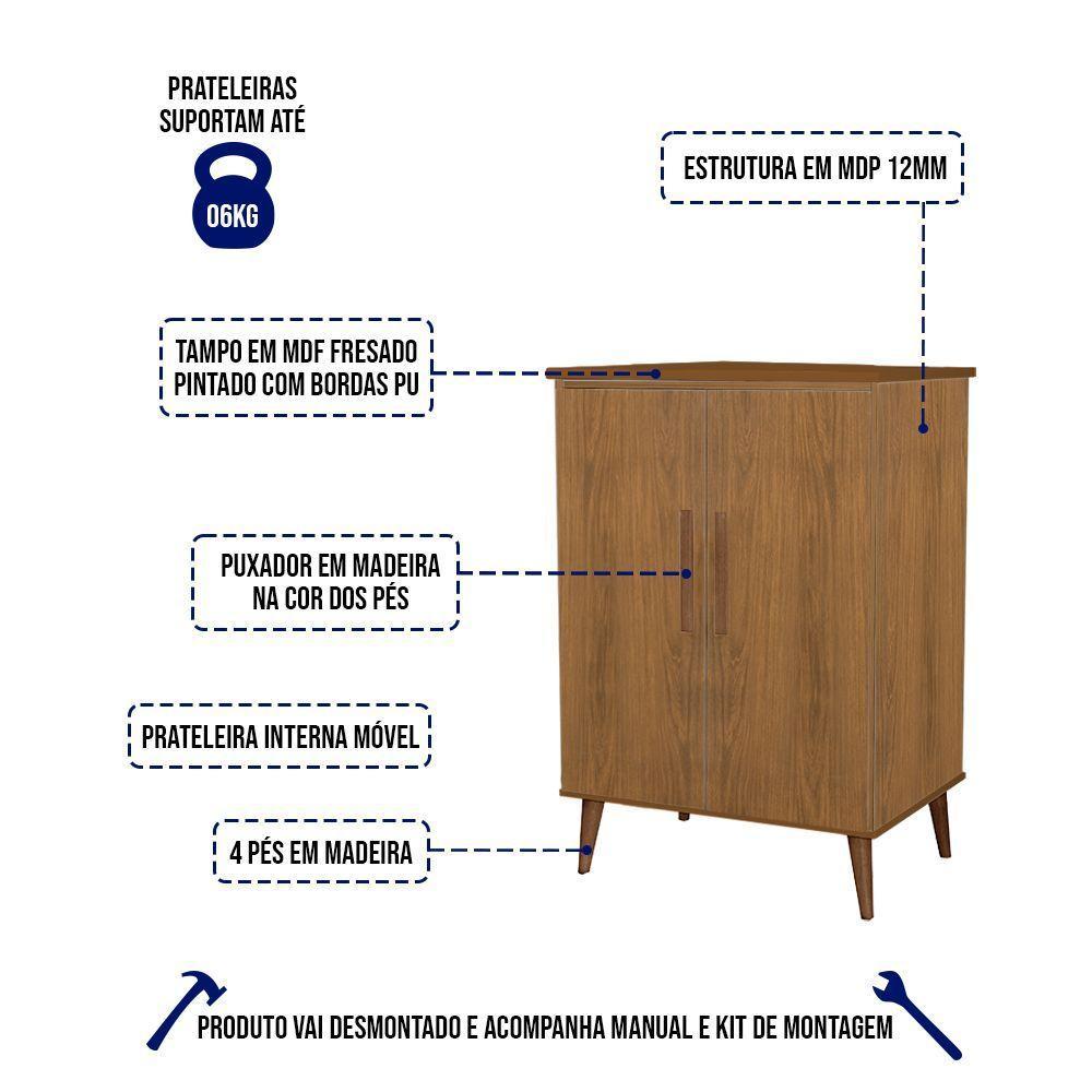 Balcão Aparador Cantinho Do Café Bogotá Com 2 Portas Freijó - 2