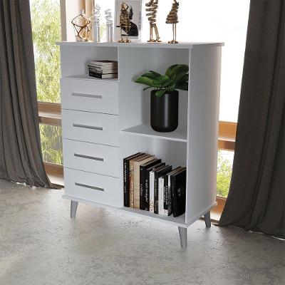 Balcão Aparador Multiuso ômega Com 4 Gavetas Branco