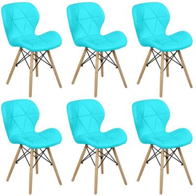 Kit 06 Cadeiras Charles Eames Eiffel Slim Wood Estofada - Tiffany
