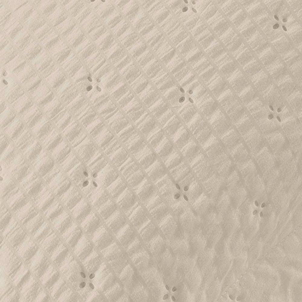 Kit Cobre Leito Colcha Casa Scarpa Anabela Queen Dupla Face Texturizado Percal 300 Fios 3 Peças - Bege - 100% Poliéster - 4