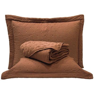 Kit Cobre Leito Colcha Casa Scarpa Anabela King Dupla Face Texturizado Percal 300 Fios 3 Peças - Castor - 100% Poliéster