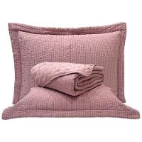 Kit Cobre Leito Colcha Casa Scarpa Anabela Queen Dupla Face Texturizado Percal 300 Fios 3 Peças - Roxo Malva - 1