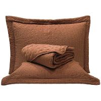 Kit Cobre Leito Colcha Casa Scarpa Anabela Queen Dupla Face Texturizado Percal 300 Fios 3 Peças - Castor - 1