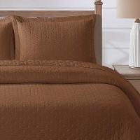 Kit Cobre Leito Colcha Casa Scarpa Anabela Queen Dupla Face Texturizado Percal 300 Fios 3 Peças - Castor - 3