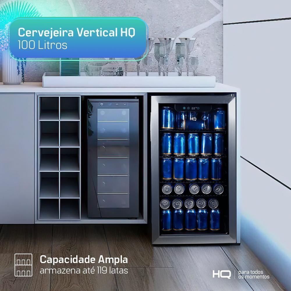 Cervejeira Expositor Vertical HQ Vidro Duplo 100 Litros Inox HQ-100CEVPV 220V - 9