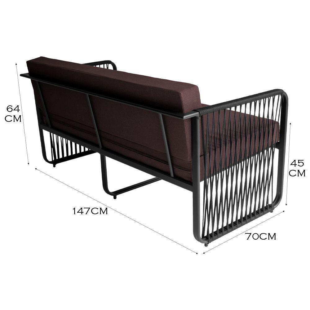 Namoradeira área Externa Alumínio Corda Náutica Santiago Preto-marrom - 2