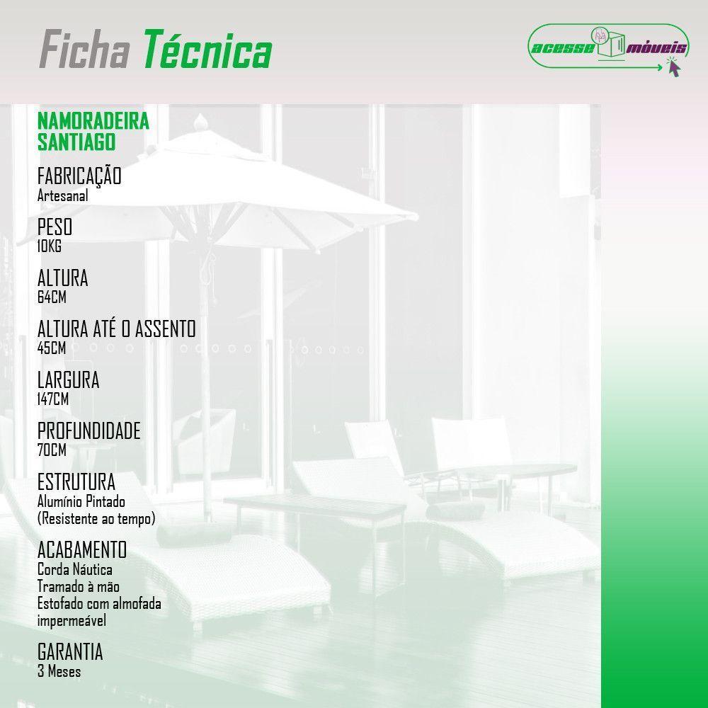 Namoradeira área Externa Alumínio Corda Náutica Santiago Preto-marrom - 5