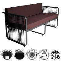 Namoradeira área Externa Alumínio Corda Náutica Santiago Preto-marrom - 3