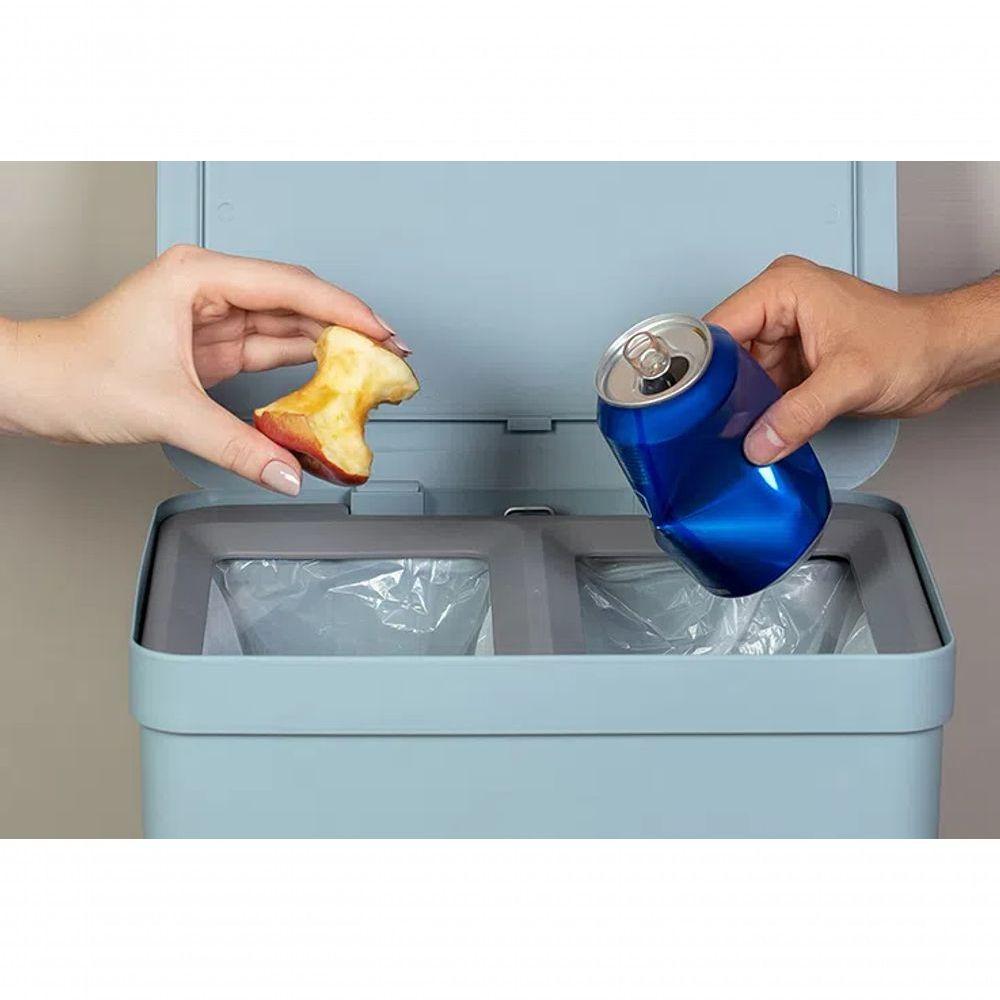 Lixeira Pedal 20 Litros Duplo Compartimento Chumbo Preto Trium Ou Lx4250 - 3