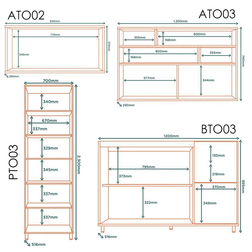 Armarios Lavanderia 4 Modulos Mdf 270 Cm Tosc Freijo Jade Mxm - 4