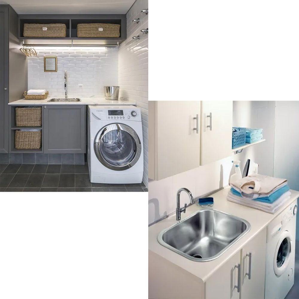 Tanque Lavanderia 30 Litros Aço Inox Lava Roupa Tecido Aço Inox Valvula Sifao Lavabo Lavanderia Varanda Tanquinho - 4