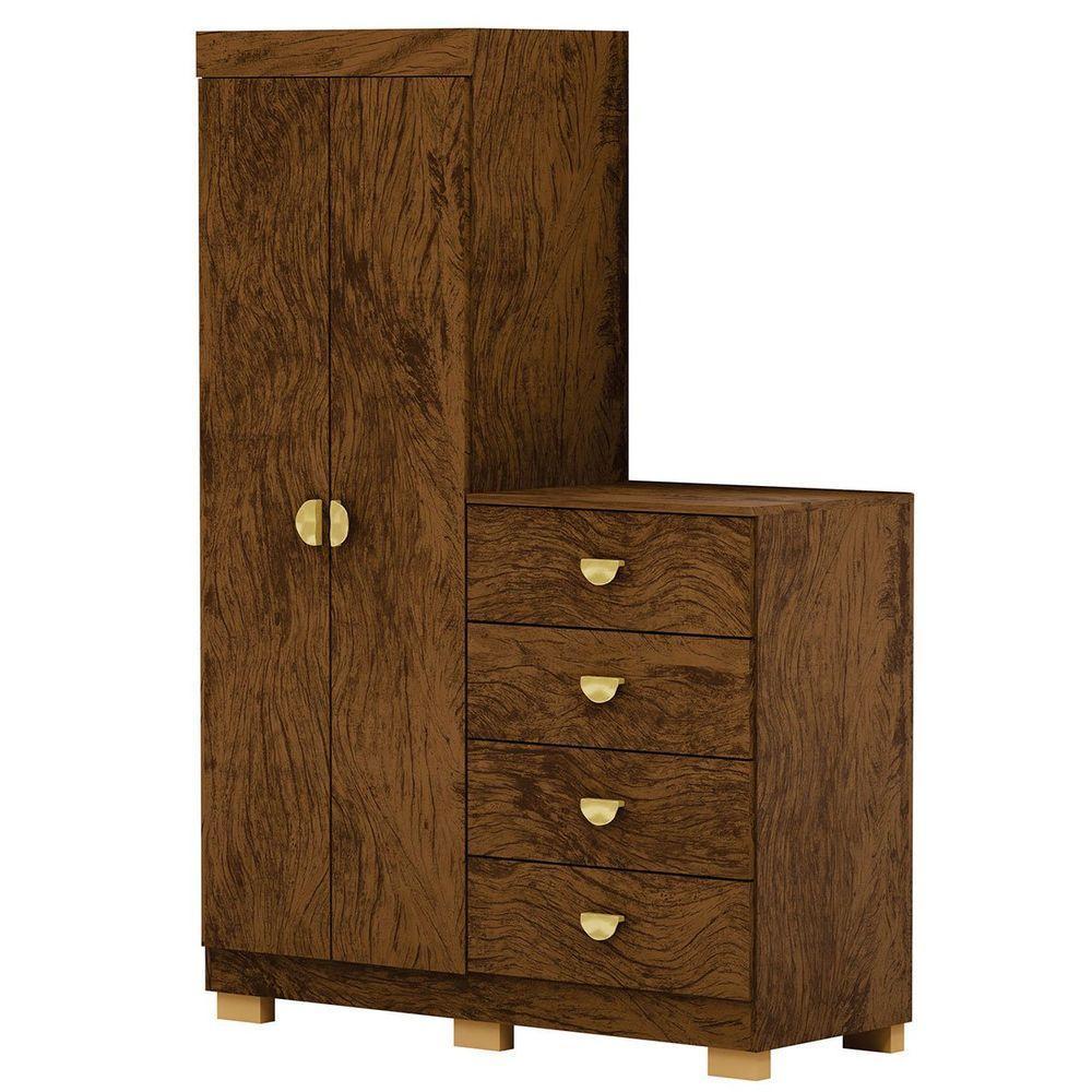 Cômoda Guarda-roupa Com 4 Gavetas E 5 Prateleiras Cristine Imbuia - 1