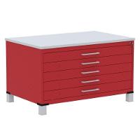 Mapoteca 5 Gavetas Pandin 120 Cm (larg) Inmetro Tampo Mdp Cinza Estrutura E Gavetas Em Aço Vermelho - 1