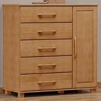 Comoda 5 Gavetas 1 Porta Madeira Maciça 125 Cm 2251 Freijo Milani Store - 2