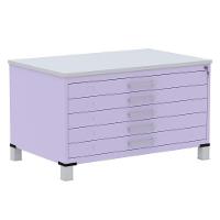 Mapoteca 5 Gavetas Pandin 120 Cm (larg) Inmetro Tampo Mdp Cinza Estrutura E Gavetas Em Aço Lilás - 1