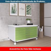 Mapoteca 5 Gavetas Pandin 120 Cm (larg) Inmetro Tampo Mdp Branco Estrutura Aço Cinza Gavetas Verdes - 6