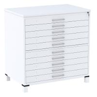 Mapoteca 10 Gavetas Pandin 120 Cm (larg) Inmetro Tampo Mdp Cinza Estrutura E Gavetas Em Aço Branco - 1