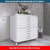Mapoteca 10 Gavetas Pandin 120 Cm (larg) Inmetro Tampo Mdp Cinza Estrutura E Gavetas Em Aço Branco - 5