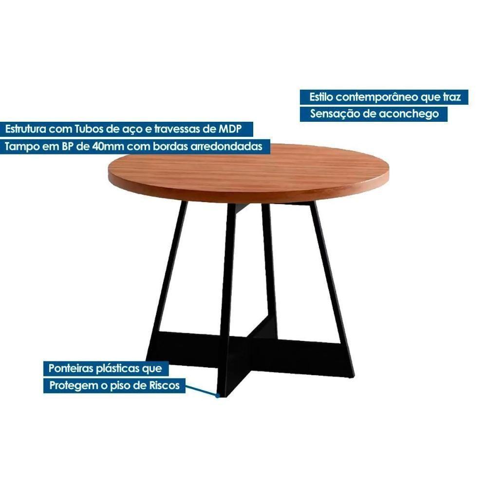 Conjunto Mesa De Cozinha átria 1594 Aço Com Tampo Madeirado 100cm E 4 Cadeiras 1736 Preto Nogal Preto Preto Carraro - 3