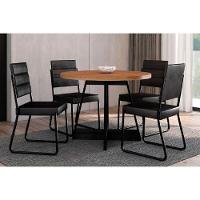 Conjunto Mesa De Cozinha átria 1594 Aço Com Tampo Madeirado 100cm E 4 Cadeiras 1736 Preto Nogal Preto Preto Carraro - 1
