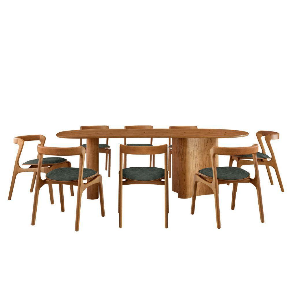Mesa De Jantar Soláris 220cm Madeira Tampo Laminado Orgânico Jade/Imbuia Nat. - 2