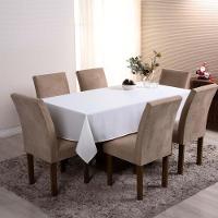 Toalha De Mesa Basic Lisa Oxford Decoração 2,50m X 1,40m Para 8 Lugares Palha 100% Poliéster - 2