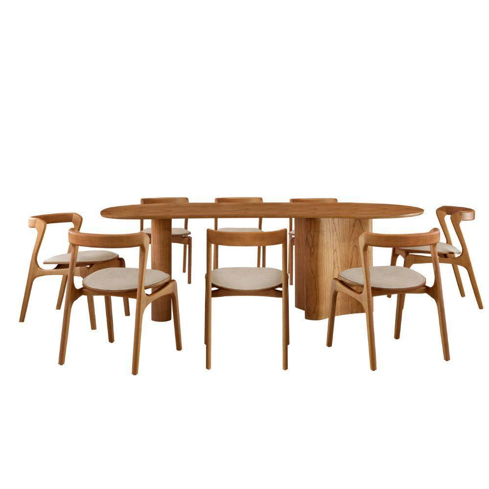 Mesa De Jantar Soláris 220cm Madeira Tampo Laminado Orgânico Linho Off/Imbuia Nat. - 2