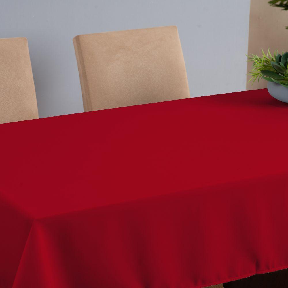 Toalha De Mesa Basic 1 Peça 2,00m X 1,40m 6 Lugares 100% Poliéster Tecido Oxford - Vermelho - 3