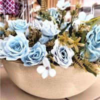 Jogo Buquê Mini Rosas Azul Tiffany 5 Flores 2 Un - 4