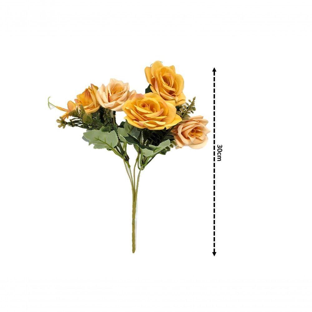Jogo Buquê Mini Rosas Pêssego 5 Flores 2 Un - 4