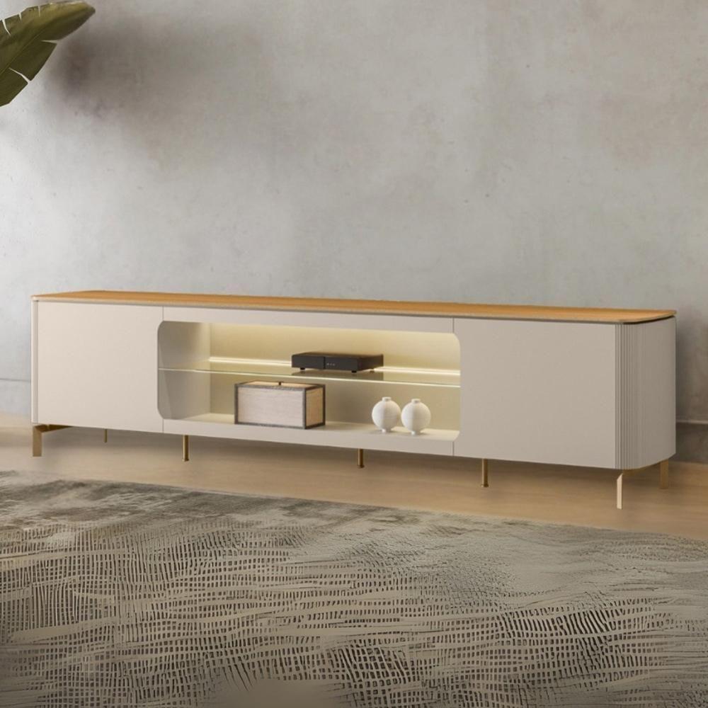 Rack Para Sala De Estar Tv 85 Pol Com Led Elysia L05 Tauari Off White Fosco - Lyam Decor - 2