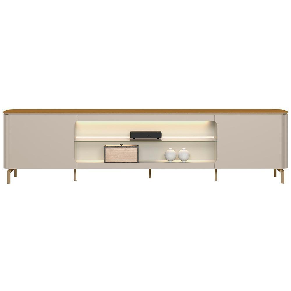 Rack Para Sala De Estar Tv 85 Pol Com Led Elysia L05 Tauari Off White Fosco - Lyam Decor - 3