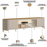 Rack Para Sala De Estar Tv 85 Pol Com Led Elysia L05 Tauari Off White Fosco - Lyam Decor