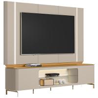Rack Para Sala Com Painel Para Tv 70 Pol Elysia L05 Tauari Off White Fosco - Lyam Decor - 1
