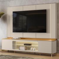 Rack Para Sala Com Painel Para Tv 70 Pol Elysia L05 Tauari Off White Fosco - Lyam Decor - 2