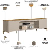 Rack Para Sala Com Painel Para Tv 70 Pol Elysia L05 Tauari Off White Fosco - Lyam Decor - 5