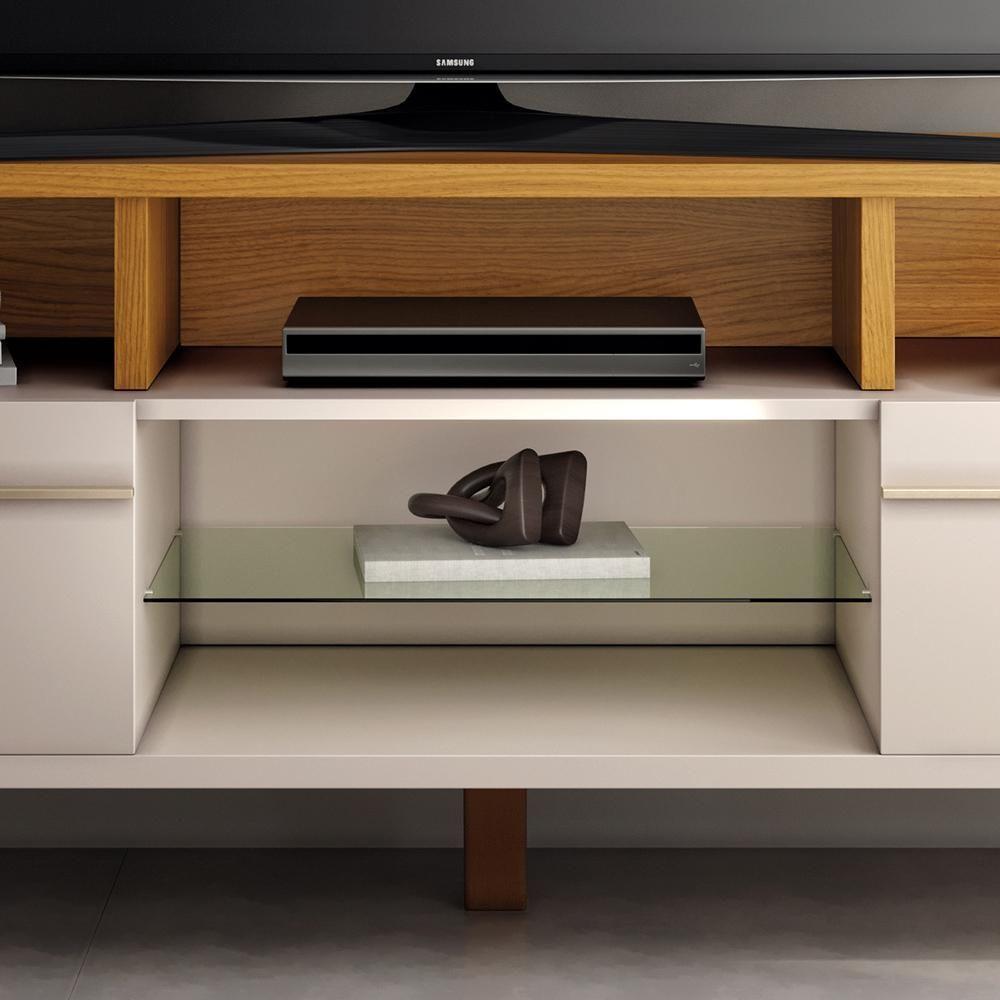 Rack Para Sala De Estar Tv 60 Pol Orgânico 160cm émile B01 Off White Cinamomo - Lyam Decor - 6