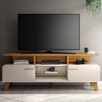 Rack Para Sala De Estar Tv 60 Pol Orgânico 160cm émile B01 Off White Cinamomo - Lyam Decor - 2