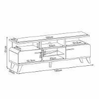 Rack Para Sala De Estar Tv 60 Pol Orgânico 160cm émile B01 Off White Cinamomo - Lyam Decor