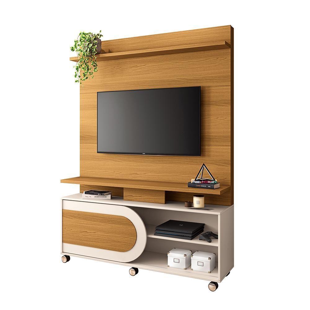 Home Theater Decorativo Globo C/rodízios Para Tv Até 55 Polegadas Cinamomo/off White G26 Gran Belo - 1