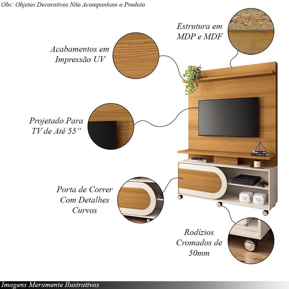 Home Theater Decorativo Globo C/rodízios Para Tv Até 55 Polegadas Cinamomo/off White G26 Gran Belo - 5